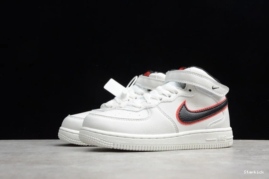 1 Force Air Nike Red 07 White Black Kids Mid 314197-101 1001